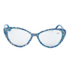 Handmade Rhinestone Cat-Eye Reader Glasses G0399-Blue-AB - view 3