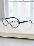 Handmade Rhinestone Cat-Eye Reader Glasses G0404-White