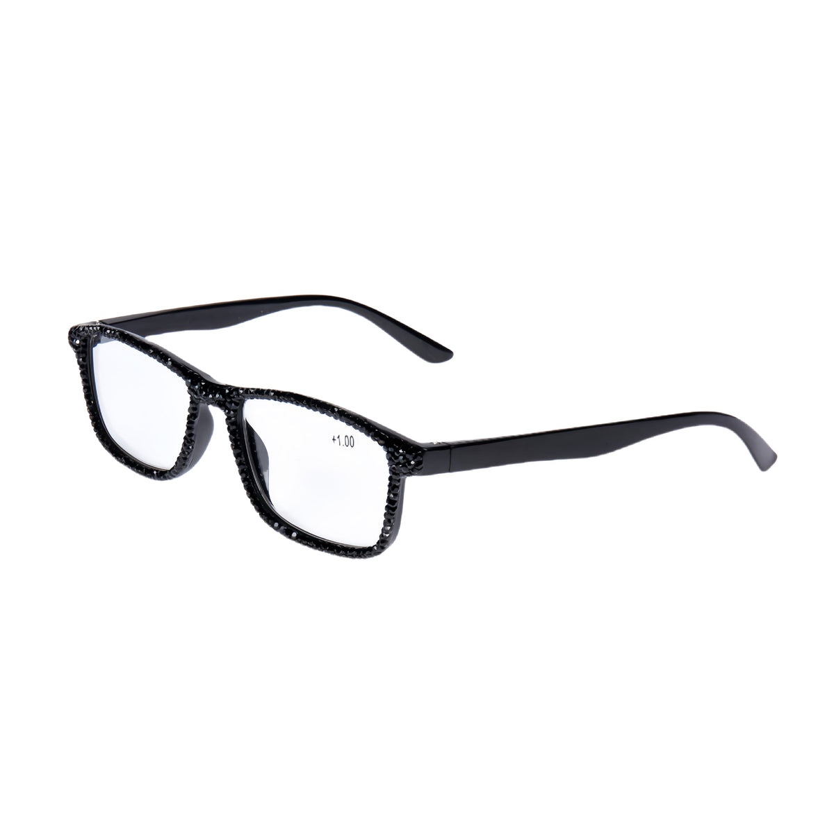Handmade Rhinestone Rectangle Reader Glasses G0497-Black - view 3