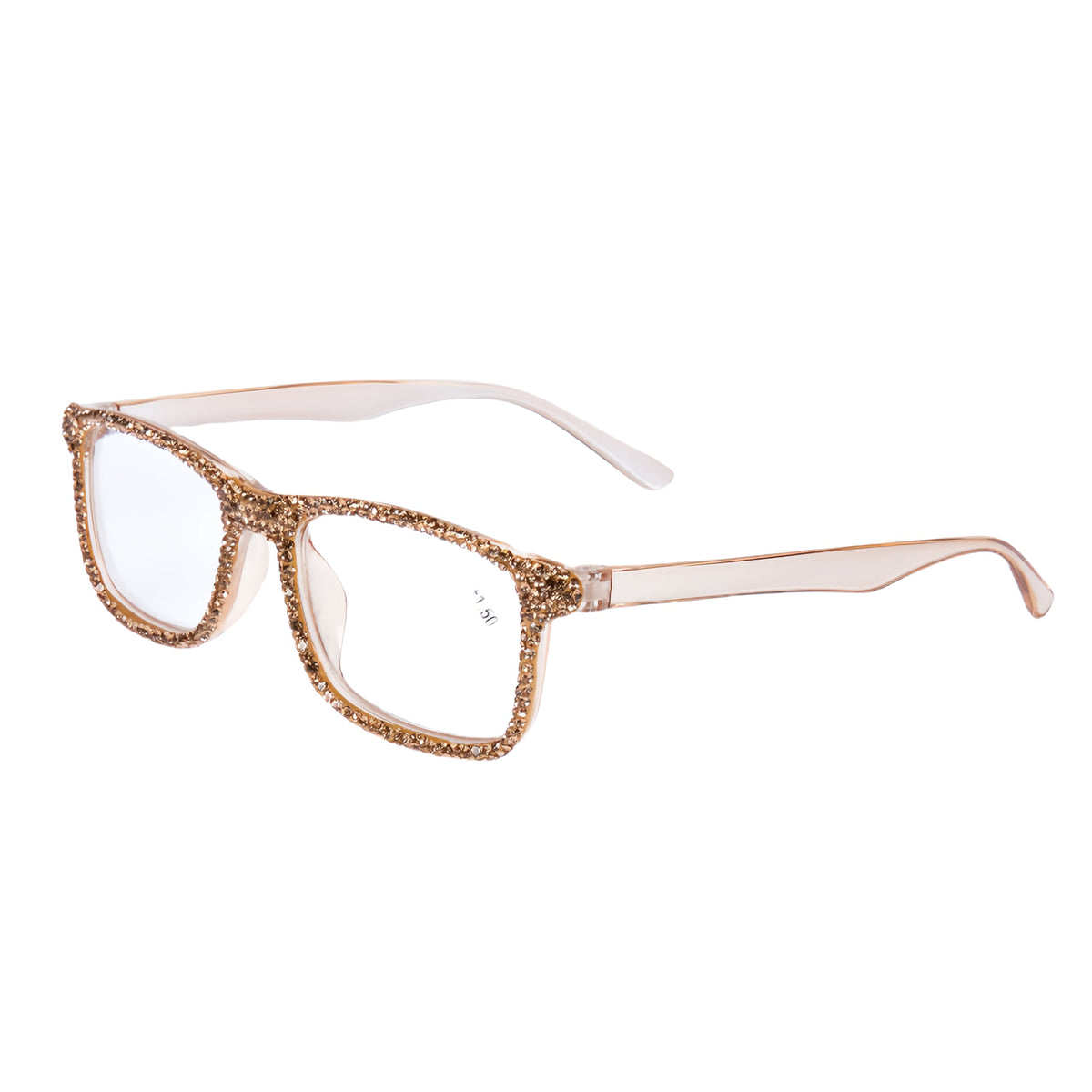 Handmade Rhinestone Rectangle Reader Glasses G0497-Gold - view 3