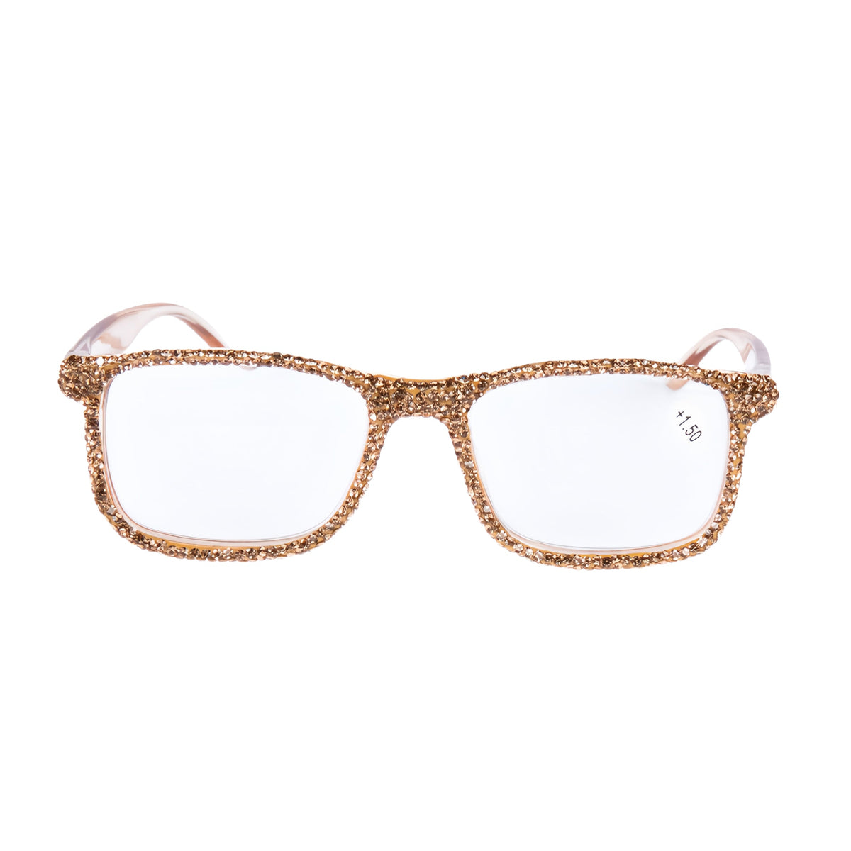 Handmade Rhinestone Rectangle Reader Glasses G0497-Gold - view 4