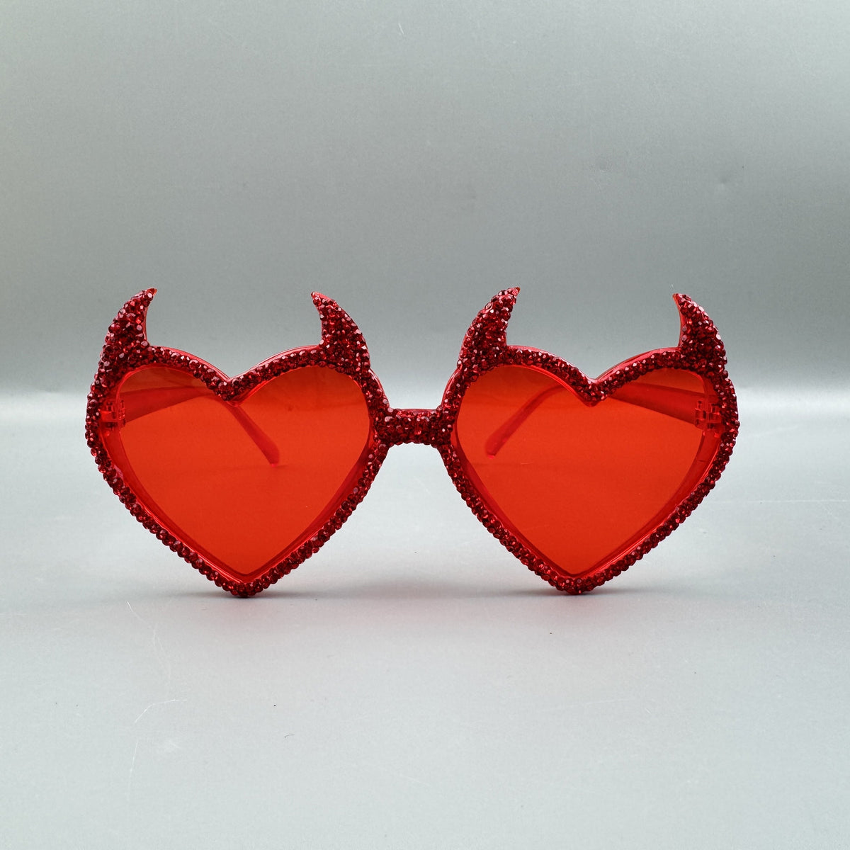 Handmade Rhinestone Devil Horn Heart Party Eyeglasses G0535