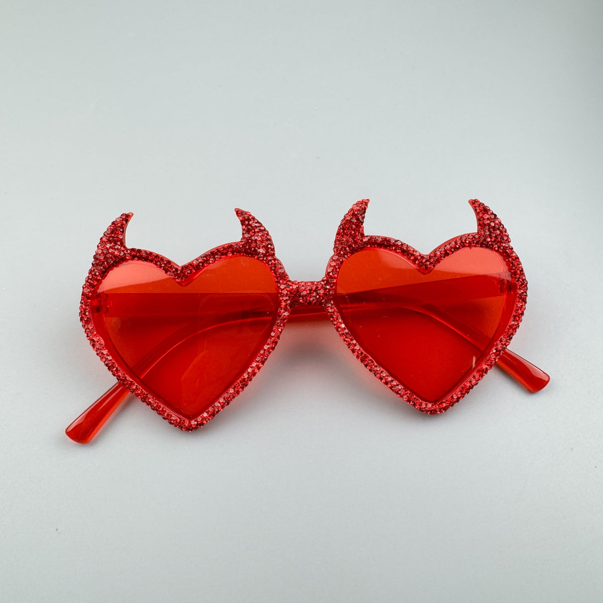 Handmade Rhinestone Devil Horn Heart Party Eyeglasses G0535
