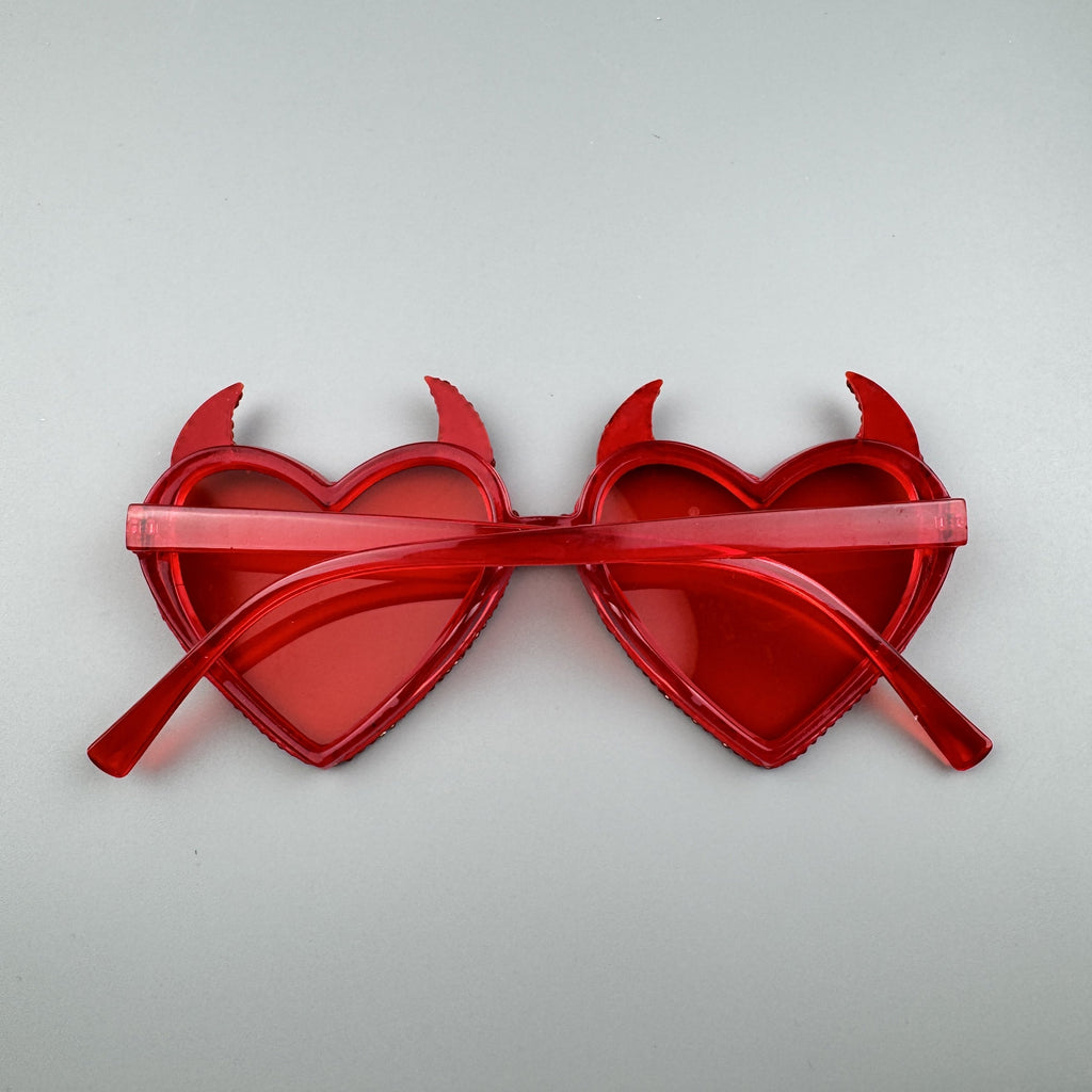 Handmade Rhinestone Devil Horn Heart Party Eyeglasses G0535