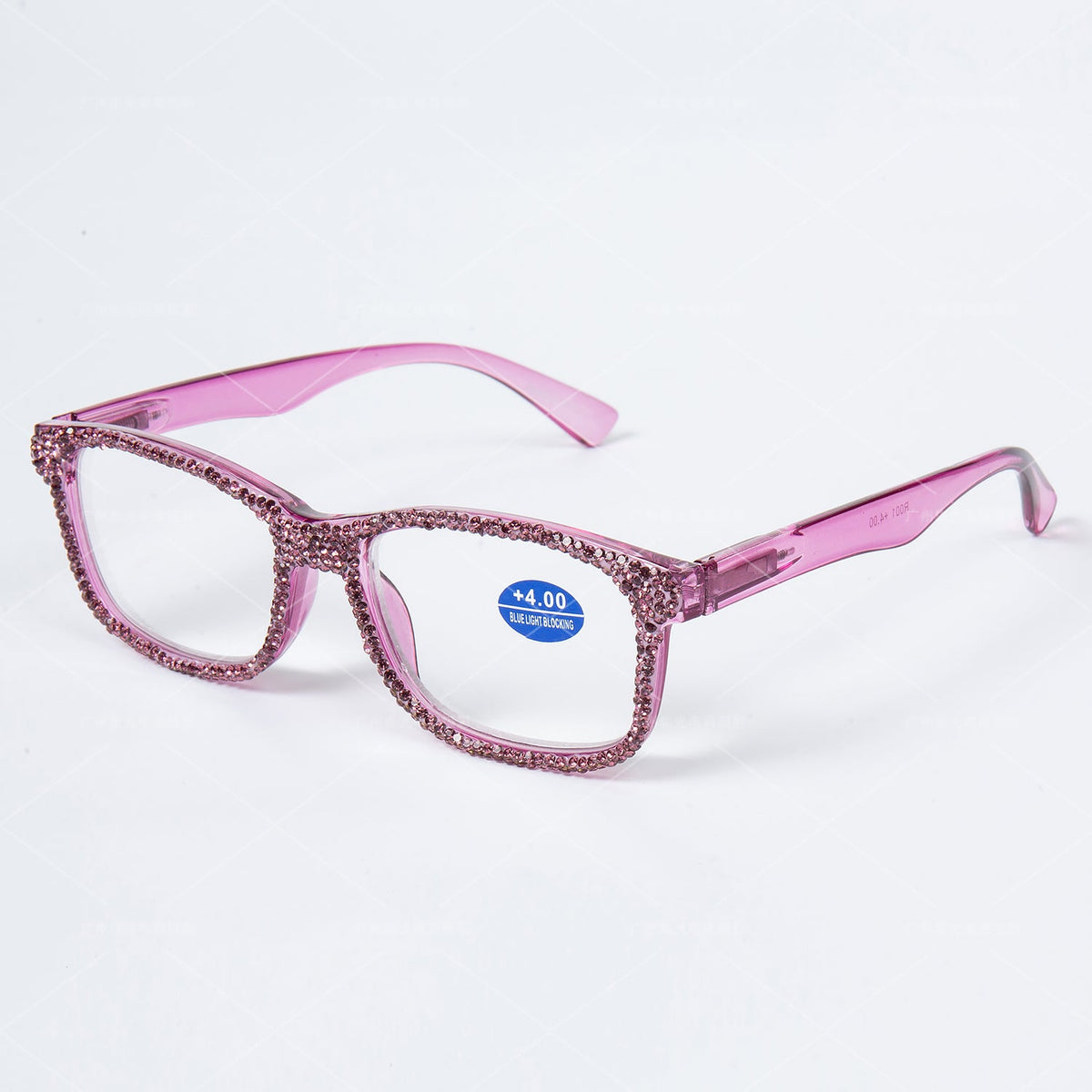 Handmade Rhinestone Rectangle Reader Glasses G0540-Purple - view 2