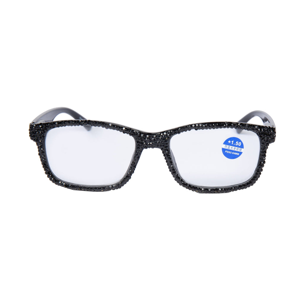 Handmade Rhinestone Rectangle Reader Glasses G0540-Black - view 3