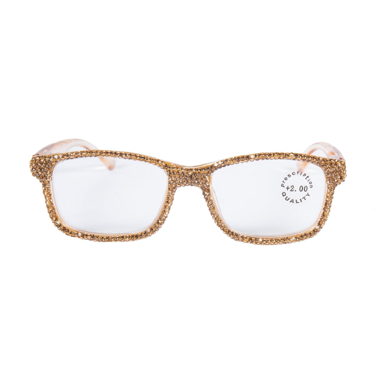 Handmade Rhinestone Rectangle Reader Glasses G0540-Gold - view 3
