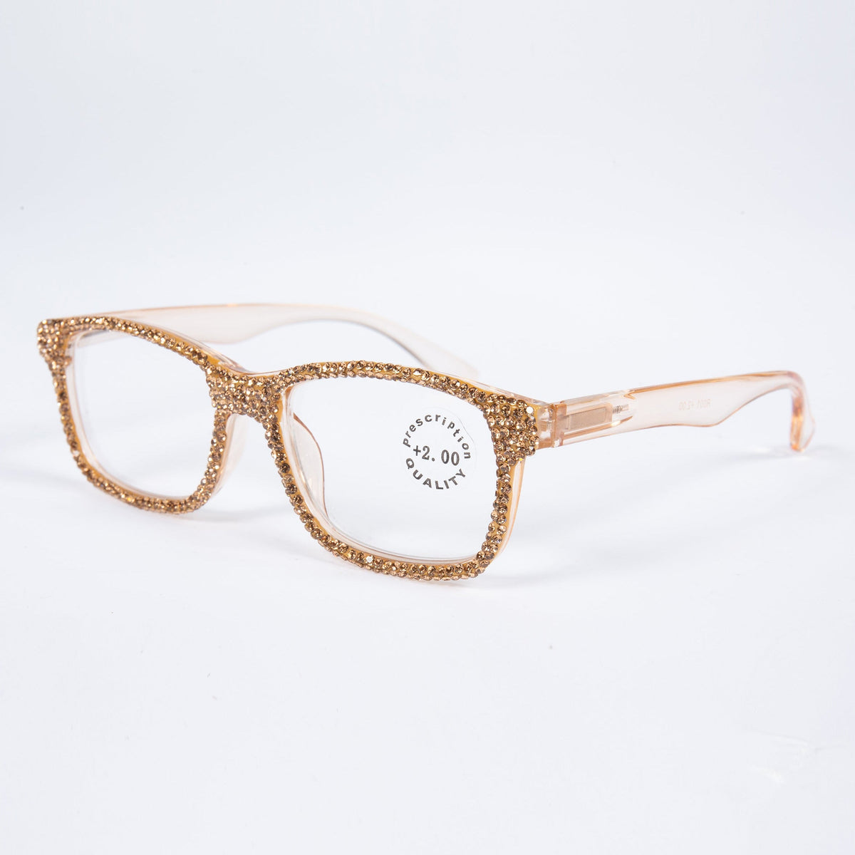 Handmade Rhinestone Rectangle Reader Glasses G0540-Gold - view 2