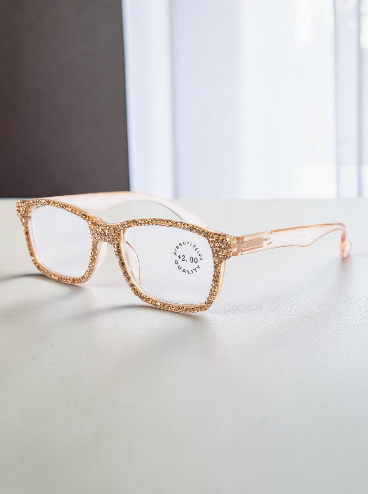 Handmade Rhinestone Rectangle Reader Glasses G0540-Gold