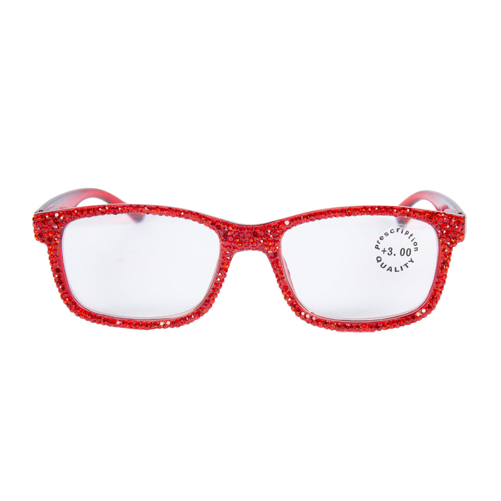 Handmade Rhinestone Rectangle Reader Glasses G0540-Red - view 3