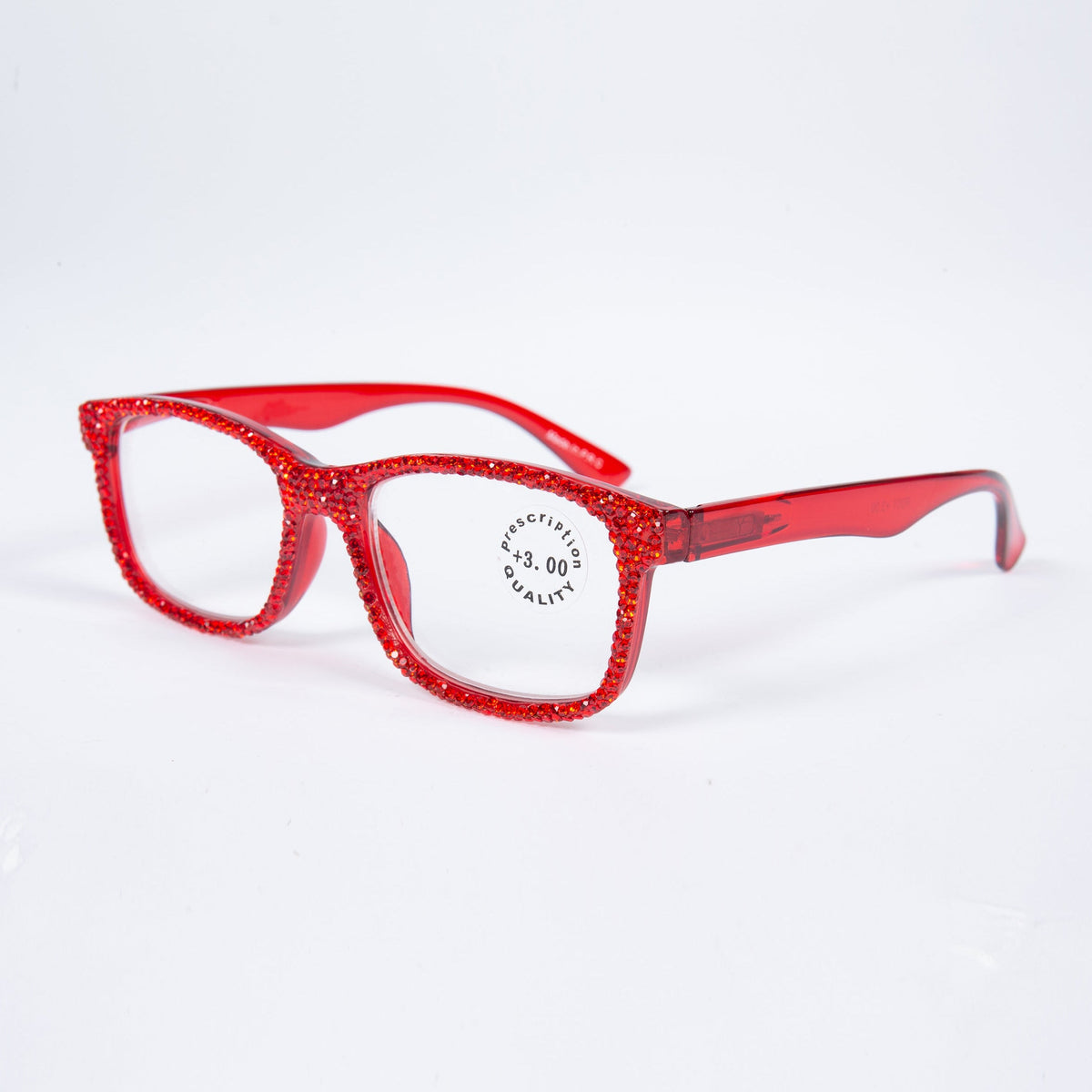 Handmade Rhinestone Rectangle Reader Glasses G0540-Red - view 2