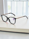 Handmade Rhinestone Rectangle Reader Glasses G0542-Black