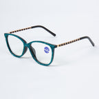 Handmade Rhinestone Rectangle Reader Glasses G0542-Blue - view 2
