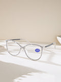 Handmade Rhinestone Rectangle Reader Glasses G0542-Silver