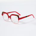 Handmade Rhinestone Rectangle Reader Glasses G0560-Red