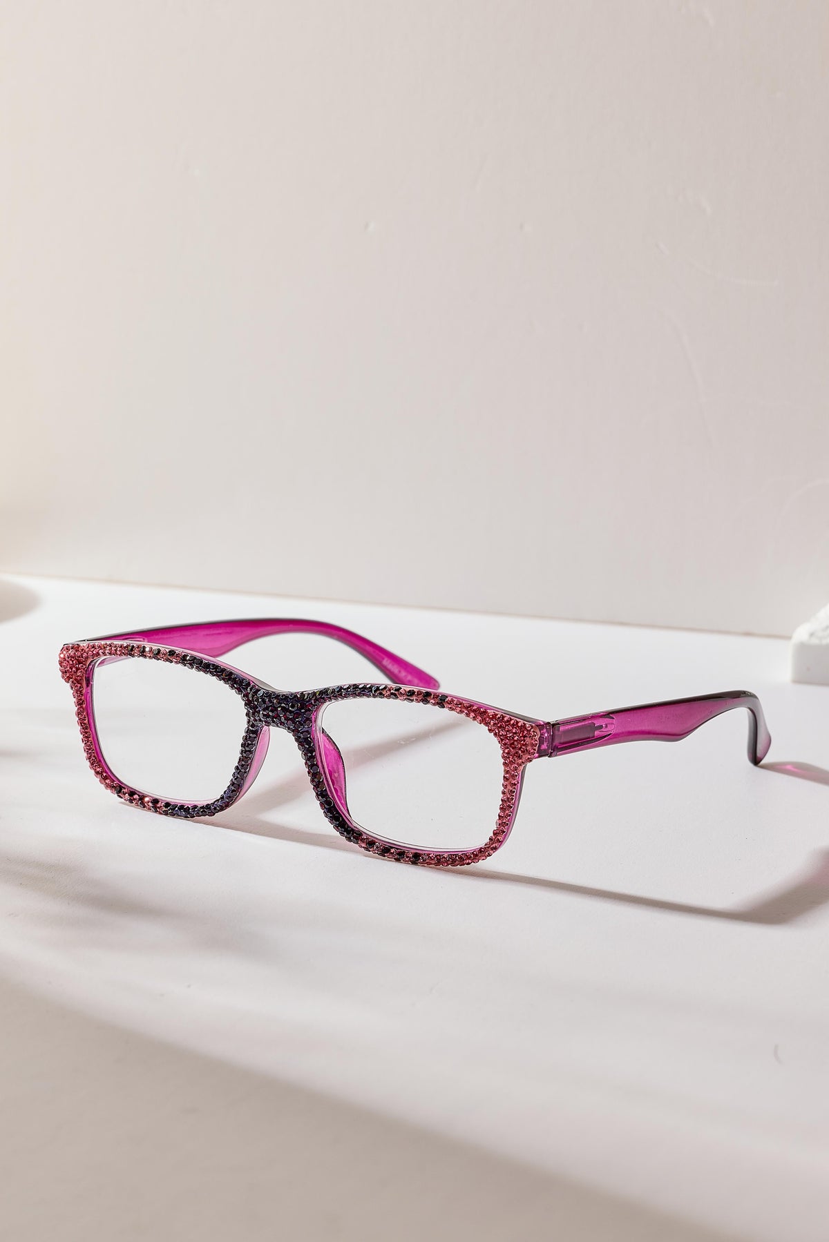 Handmade Rhinestone Rectangle Reader Glasses G0570-Purple