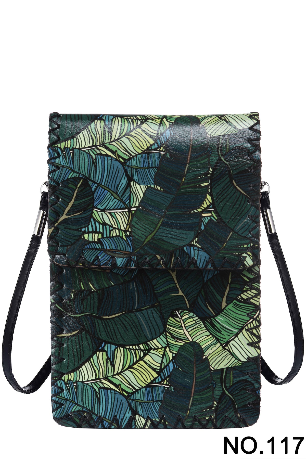 Leaves Print Hand-Stitched Crossbody Bag HB0580-117 - view 2