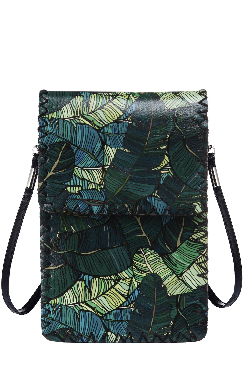 Leaves Print Hand-Stitched Crossbody Bag HB0580-117