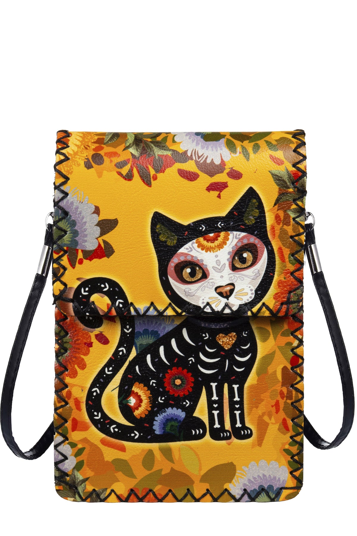 Dia De Los Muertos Cat Printed Crossbody HB0580 - No. 159