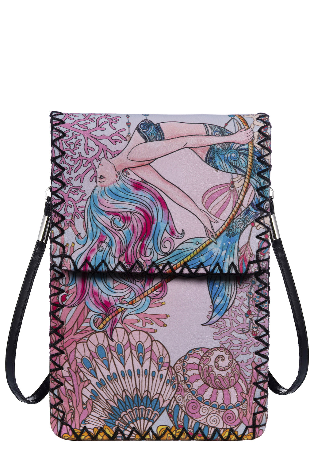 Mermaid Print Hand-Stitched Crossbody Bag HB0580 - No. 206