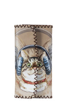 Cat With Headphones Print Hand Stitch Wallet HB0582 - NO.191