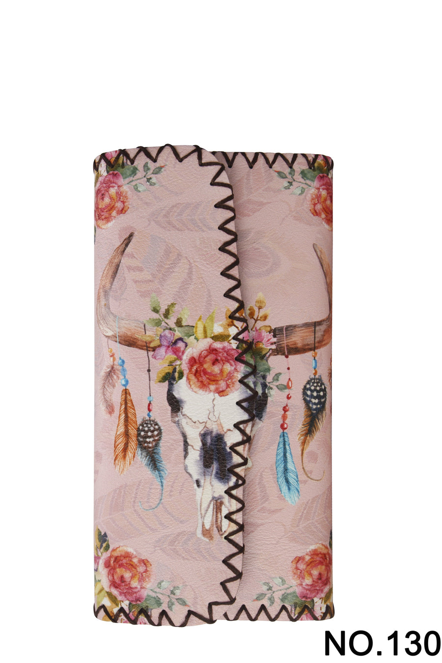 Western Bull Head Dream Catcher Print Hand-Stitched Wallet HB0582 - No. 130