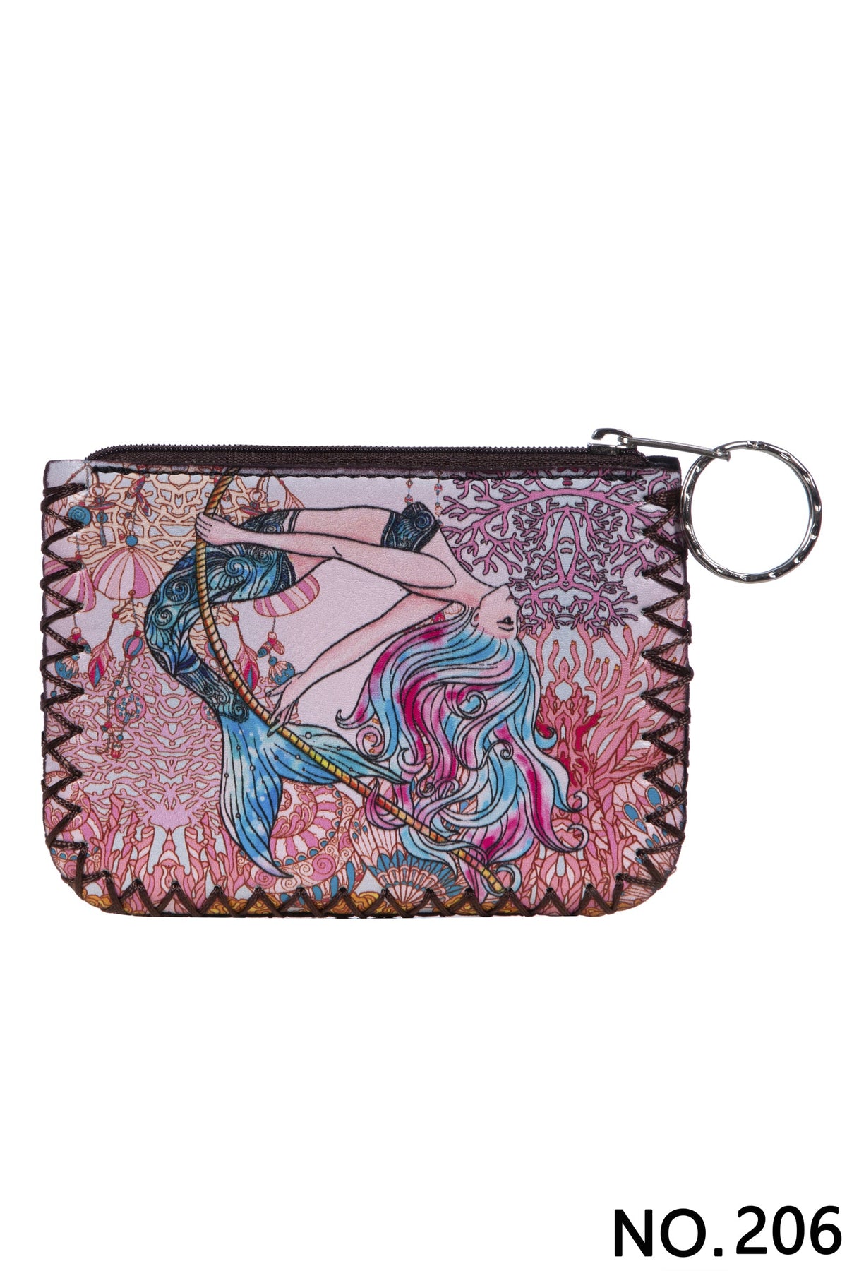 Mermaid Print Hand-Stitched Coin Purse HB0665 - No. 206 - view 2
