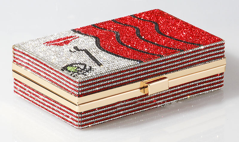 Lady Printed Rhinestone Clutch HB1522