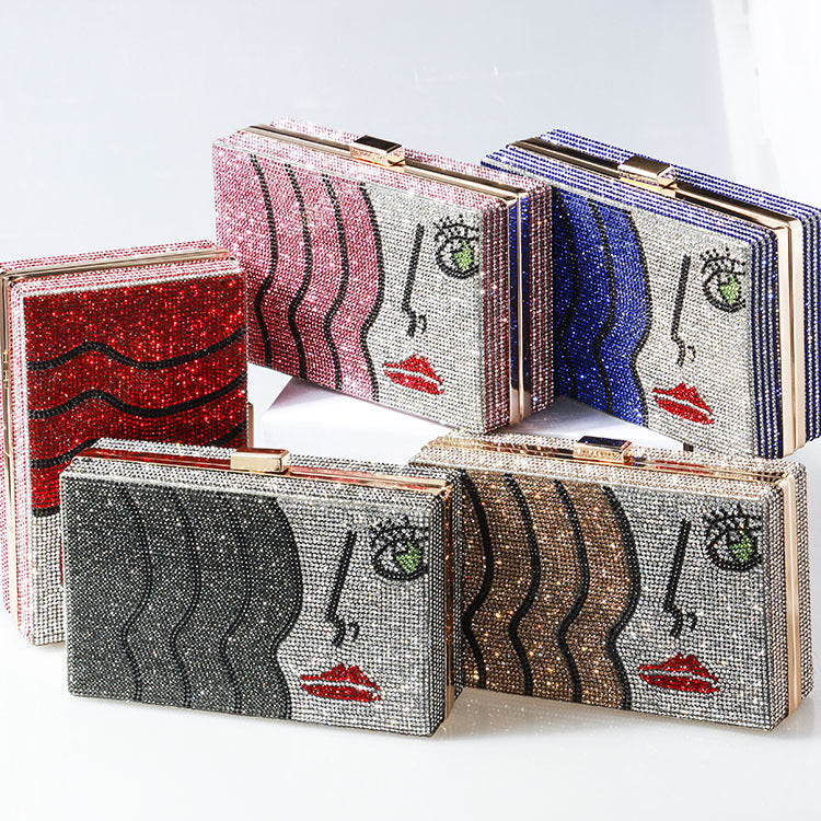 Lady Printed Rhinestone Clutch HB1522