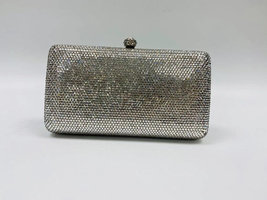 Silver Rounded Rectangle Box Evening Bag HB2408