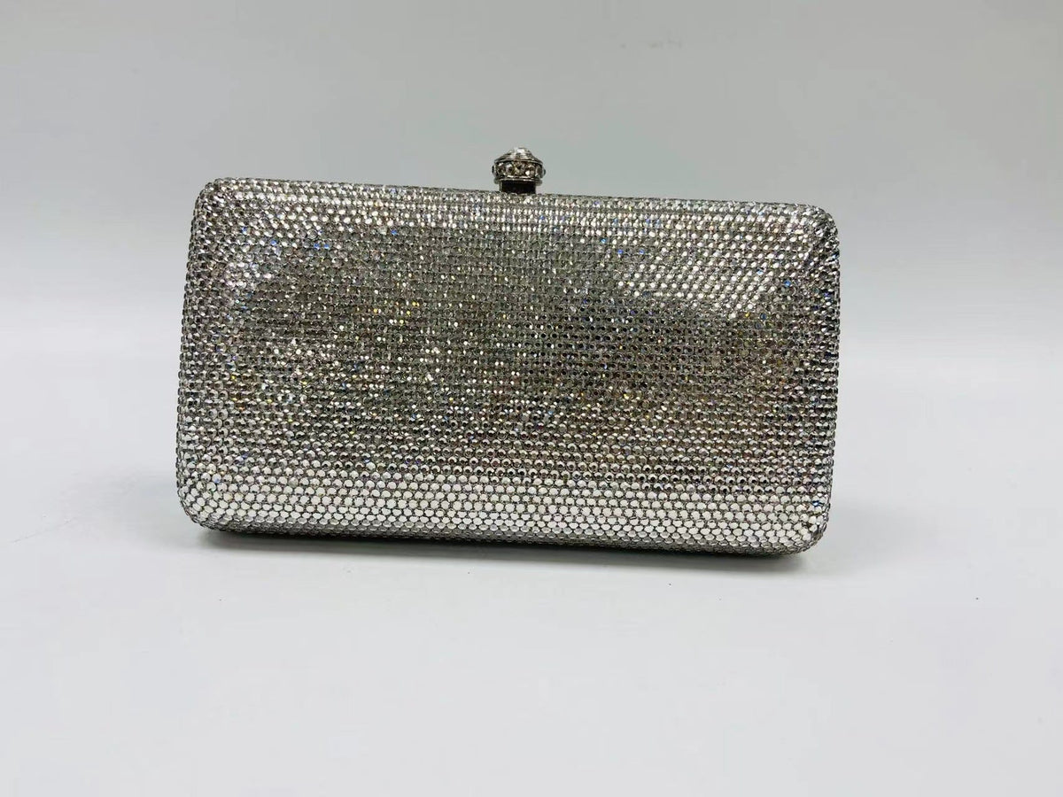 Silver Rounded Rectangle Box Evening Bag HB2408