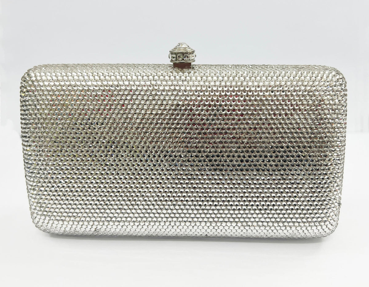 Silver Rounded Rectangle Box Evening Bag HB2408
