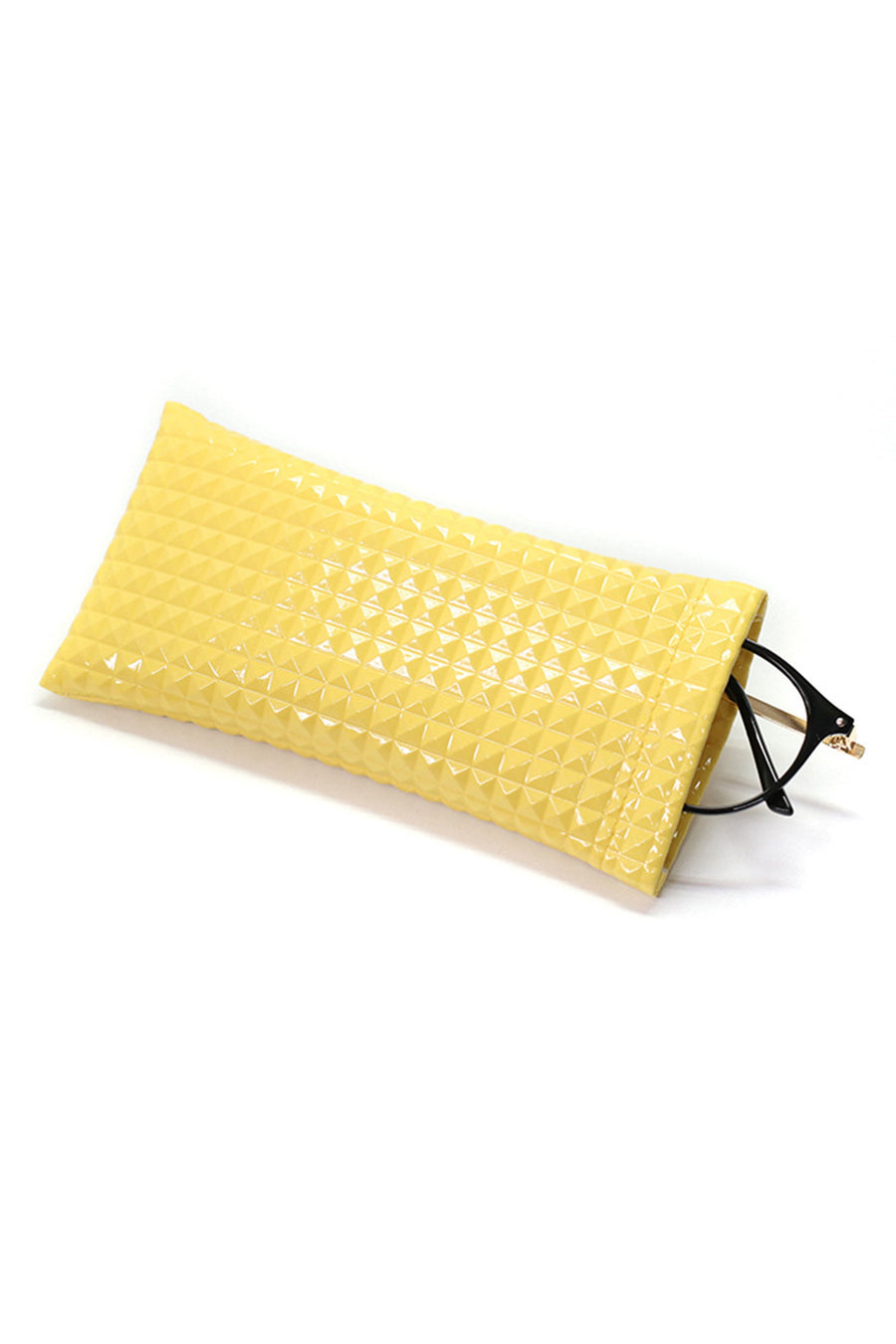 Diamond Grid Pattern Glasses Vegan Leather Protecting Case HB2695