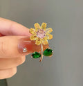 Flower Alloy Rhinestone Brooch PA6413