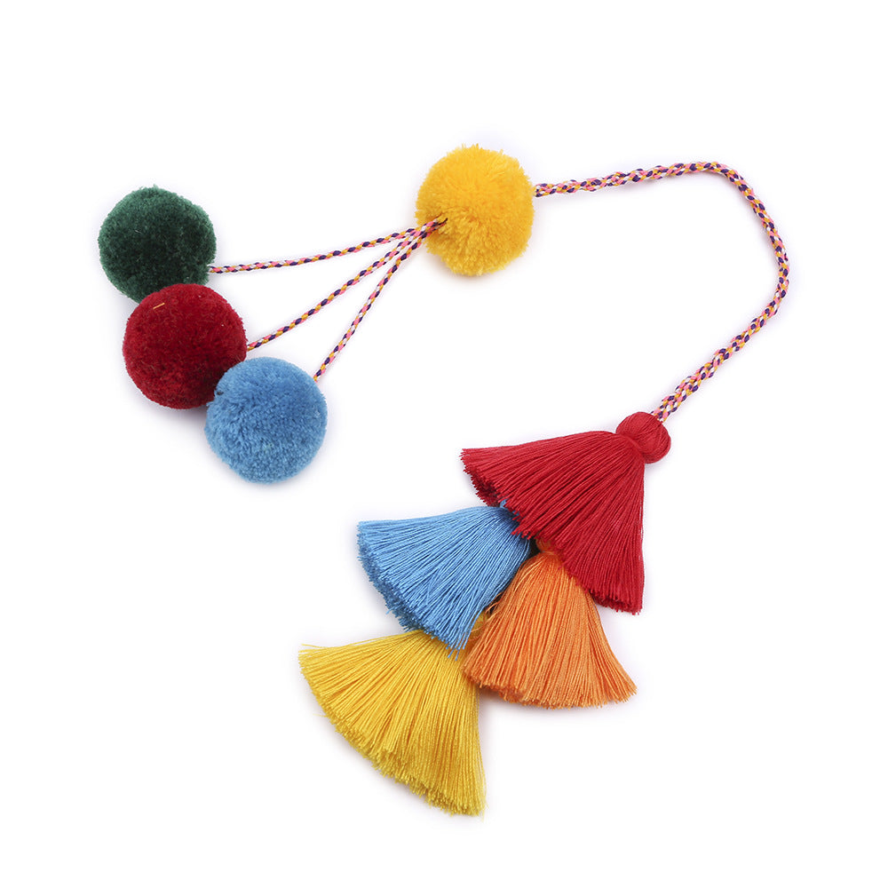 Woven Boho Ball Tassel Keychain K1258 - view 4