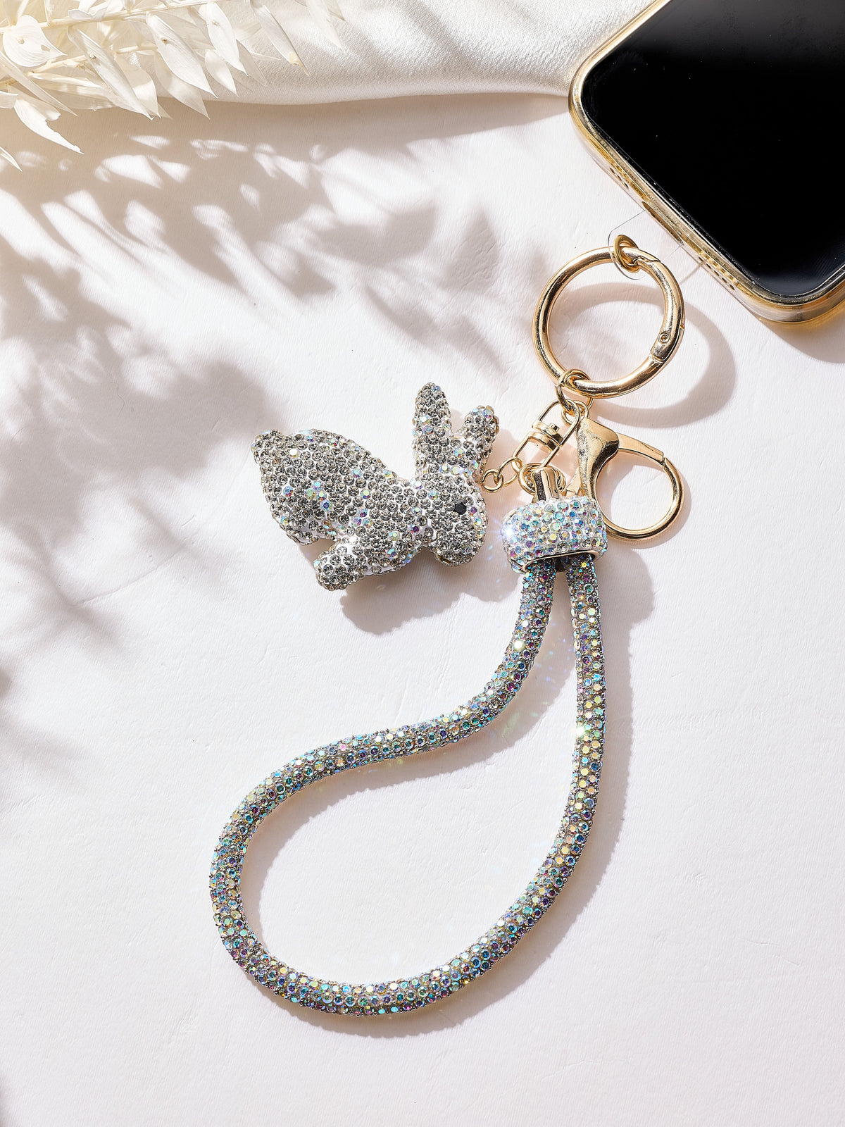 Rabbit Crystal Keychain Wristlet K1542