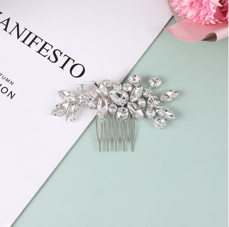 Floral Rhinestone Hair Comb Clip