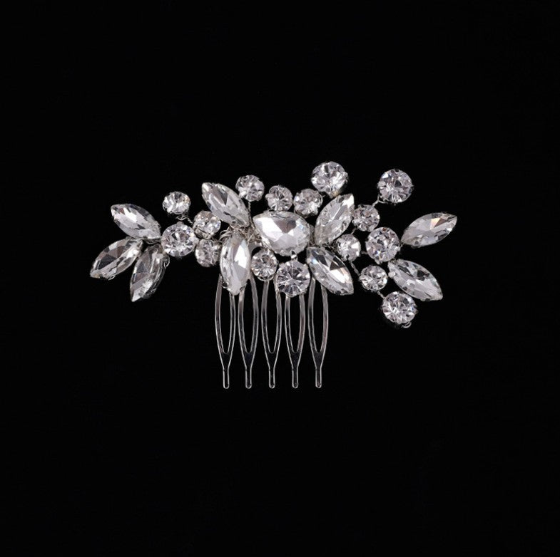 Floral Rhinestone Hair Comb Clip