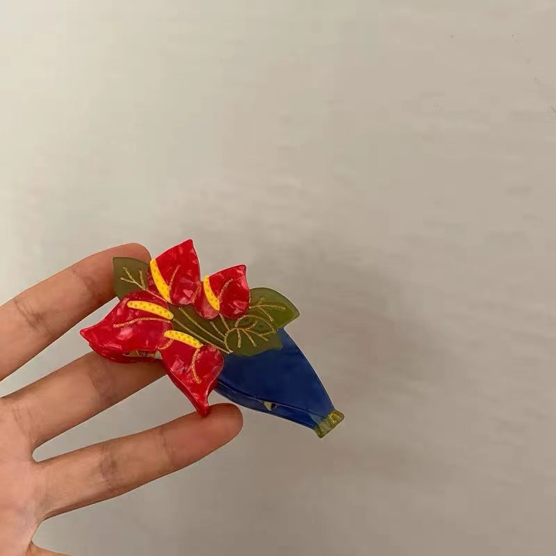 Floral Acrylic Hair Clips L3421