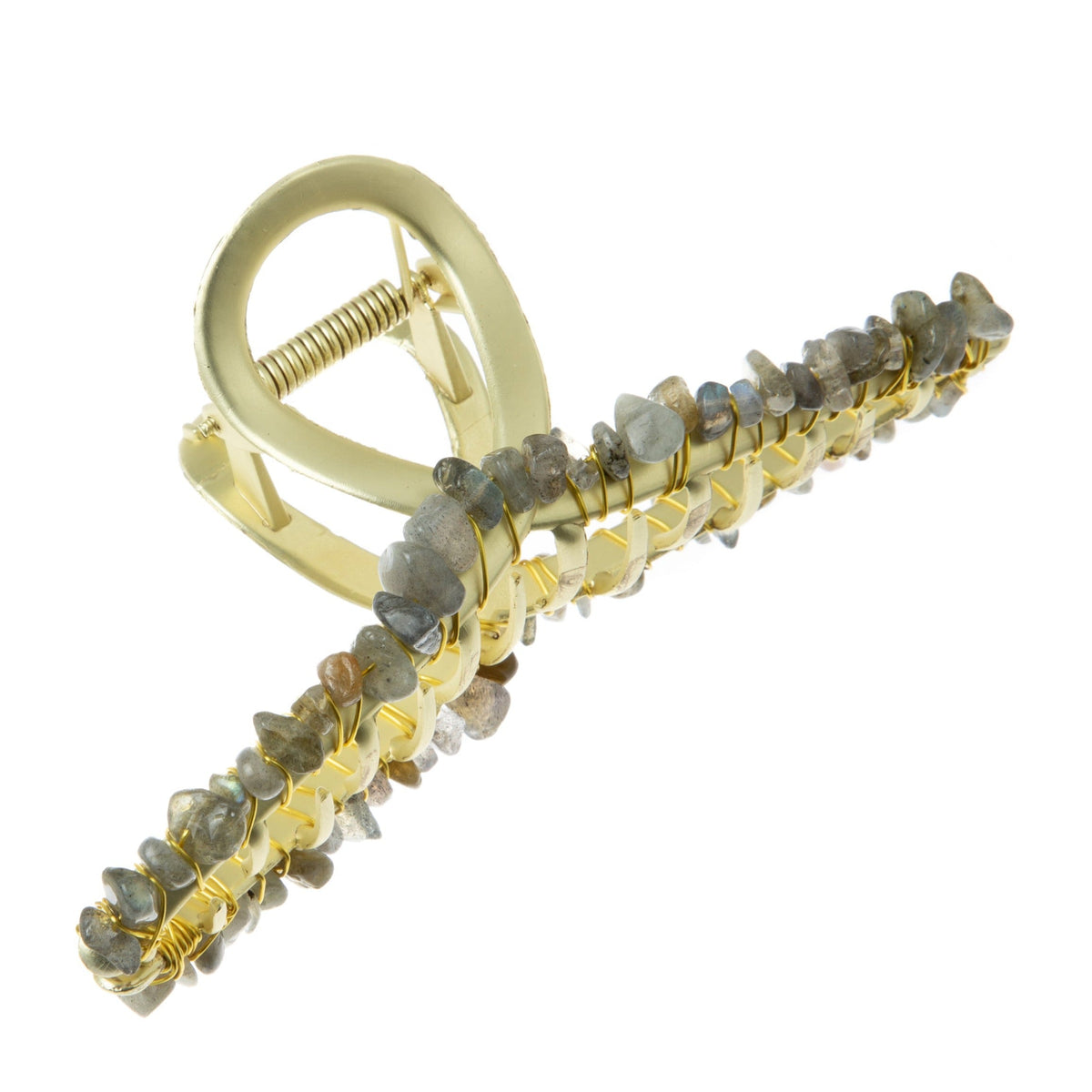 Irregular Natural Stone Cross Hair Clip L4671-GD - view 8