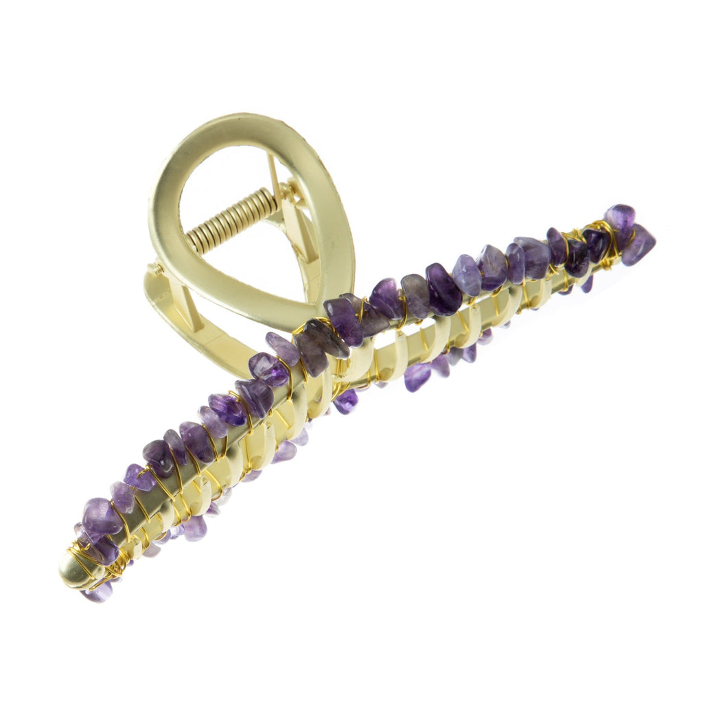 Irregular Natural Stone Cross Hair Clip L4671-GD - view 5