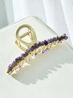 Irregular Natural Stone Cross Hair Clip L4671-GD - view 4