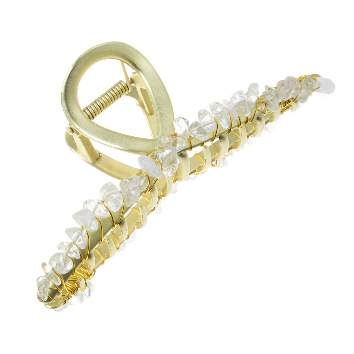 Irregular Natural Stone Cross Hair Clip L4671-GD - view 6