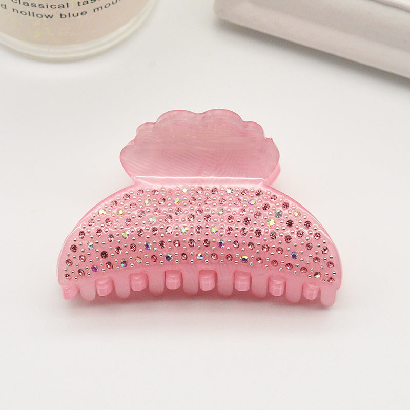 Shell Shaped Rhinestone Acrylic Hair Clip L4839