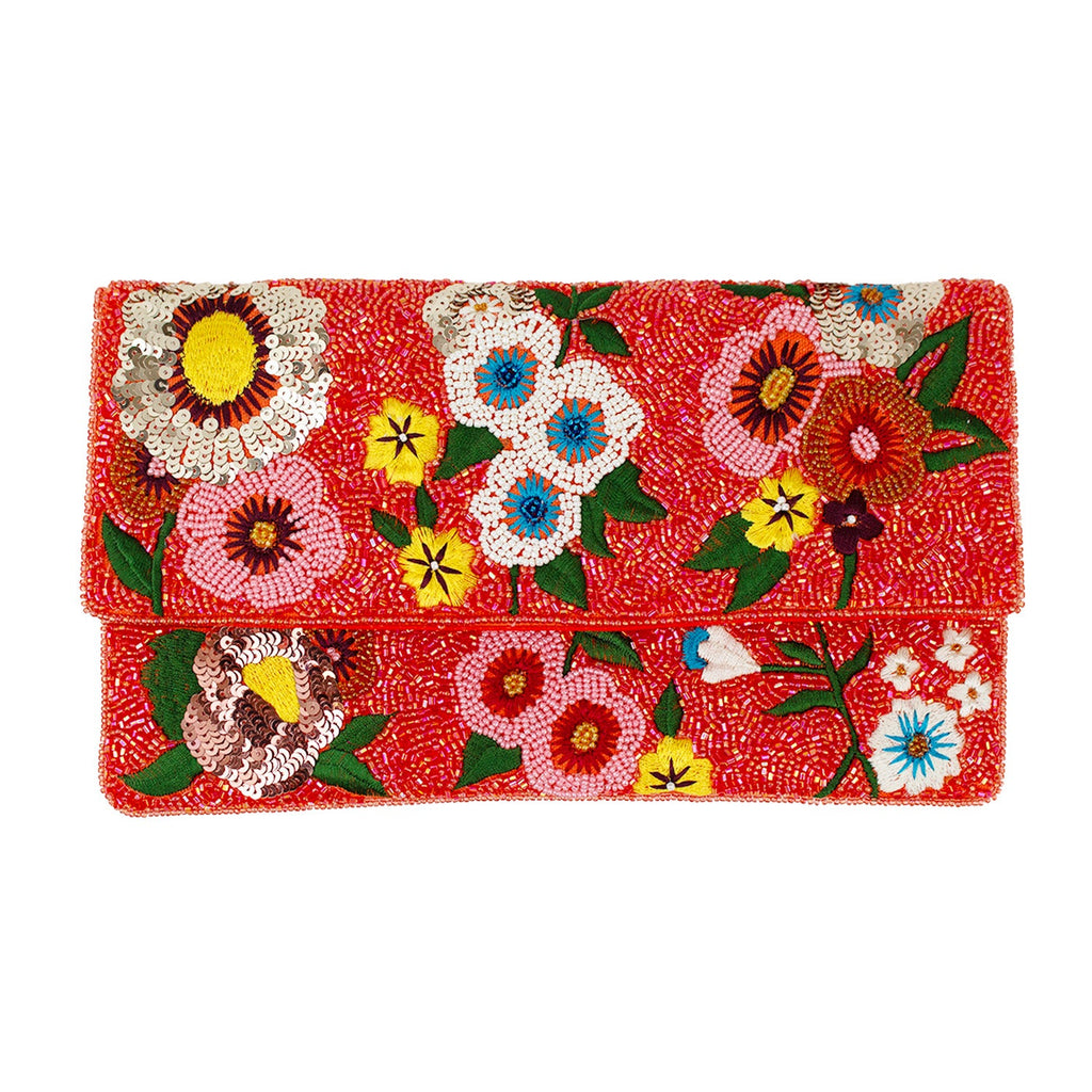 Red Flower Beaded Clutch LAC-SS-815
