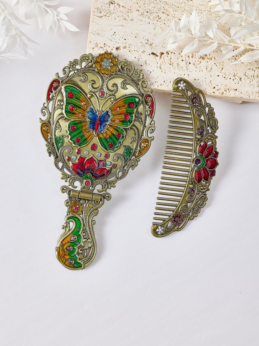 Medium Size Butterfly Metal Mirror Set M0392
