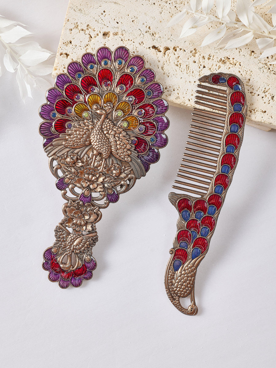 Small Size Peacock Alloy Mirror Set M0412