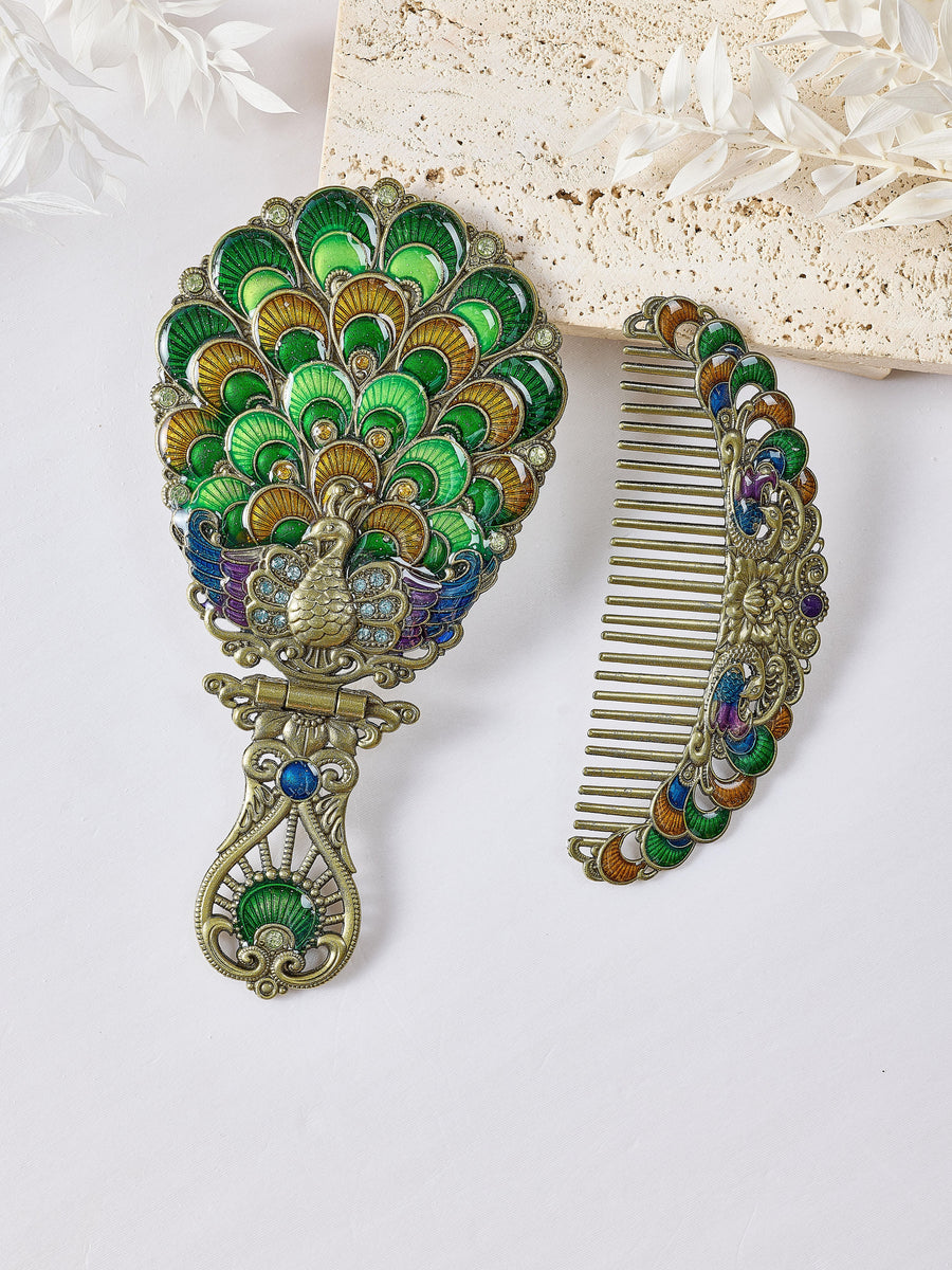 Peacock Metal Mirror Set M0455