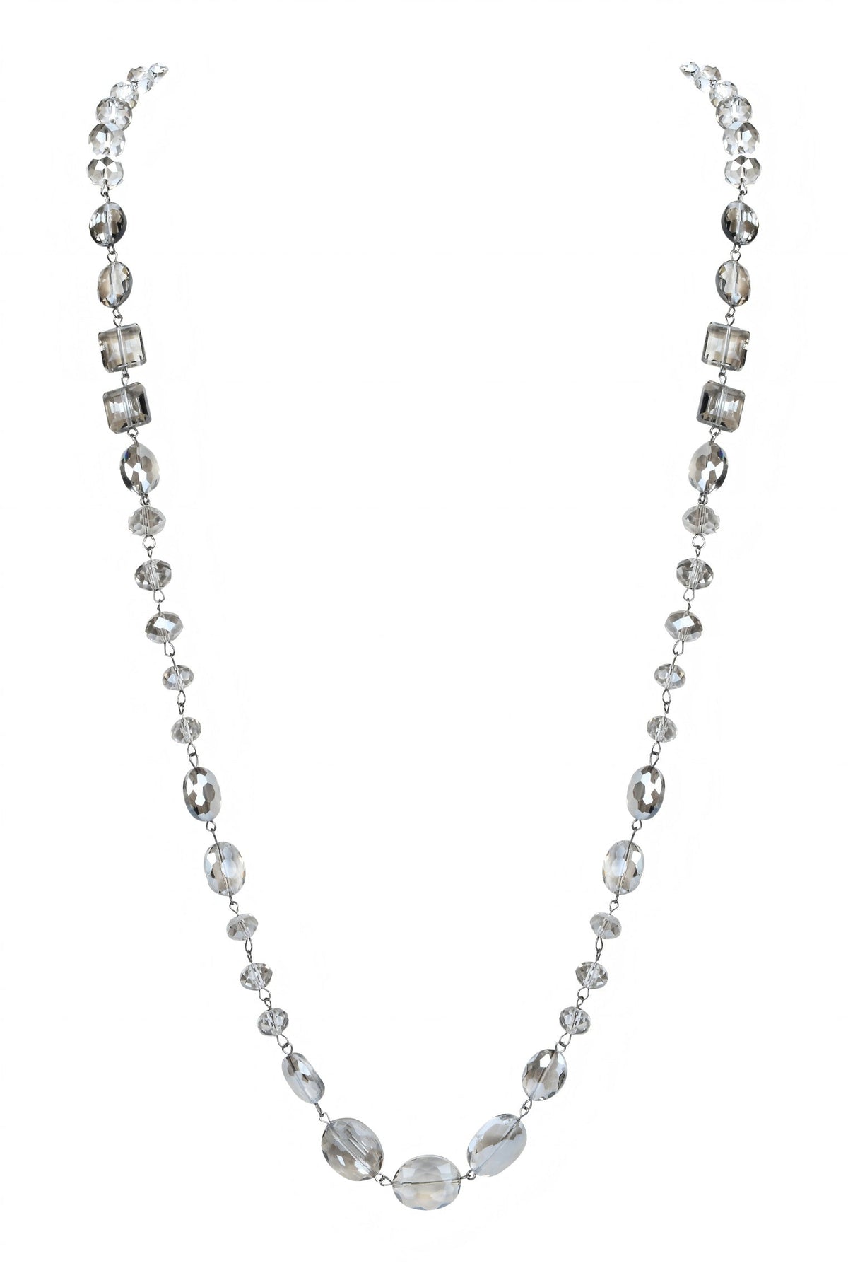 Classic Chandelier Crystal Long Necklace N1130-Silver - view 2