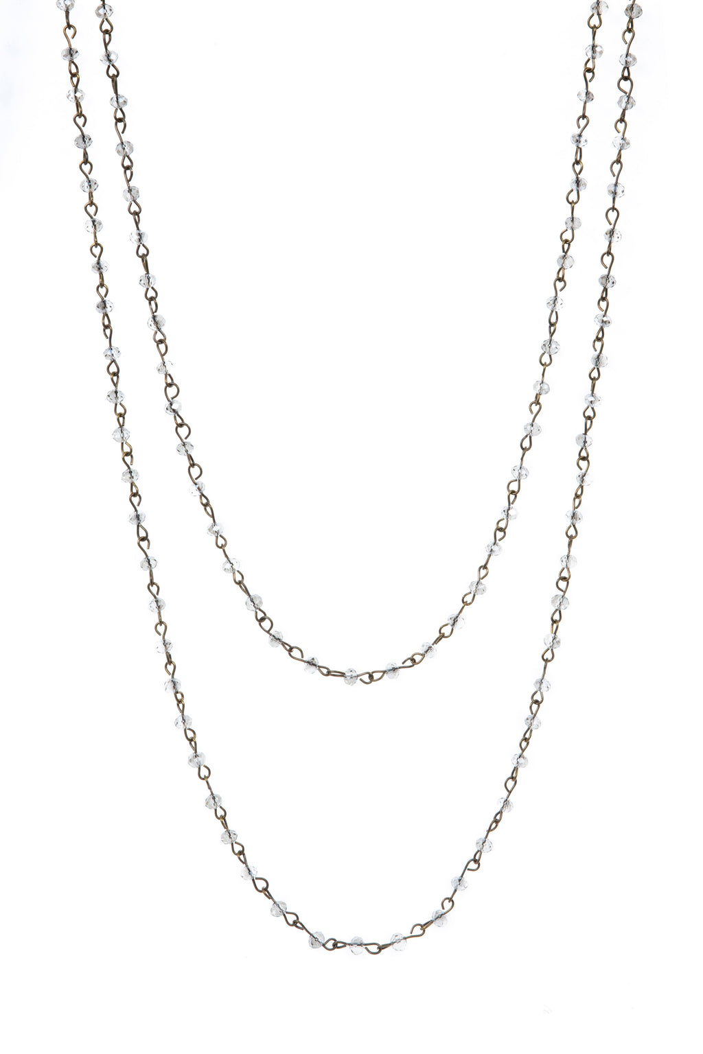 Crystal Beaded Chain Necklace N1163-11-BZ - view 3